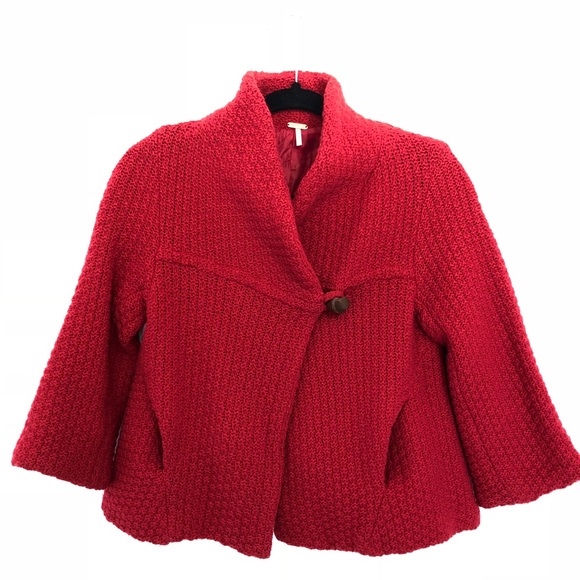 Free people swing jacket faux leather button Cute!